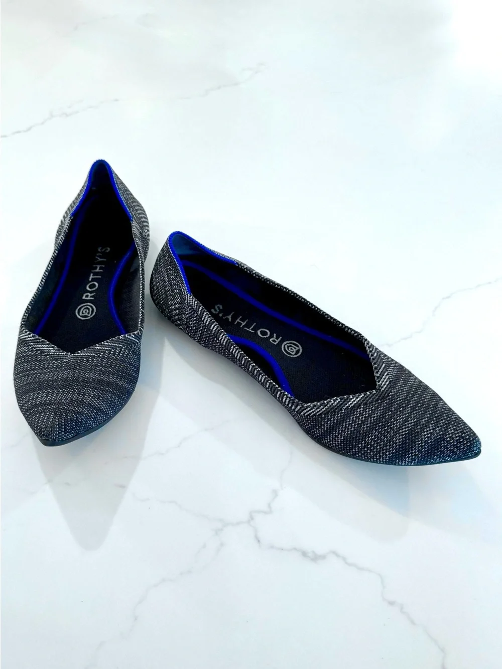 Rothy’s The Point Pointed Toe Flats Size 9 Cloud Grey Birdseye - Retired Color